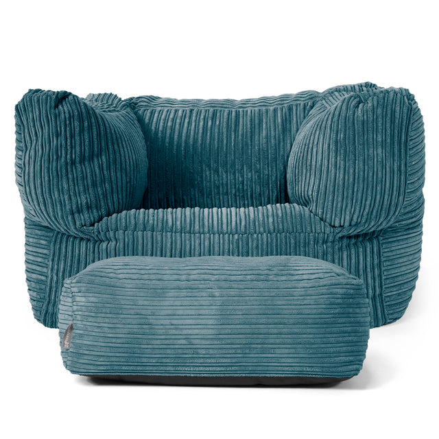 Albert Bean Bag Armchair - Cord Teal Blue 02