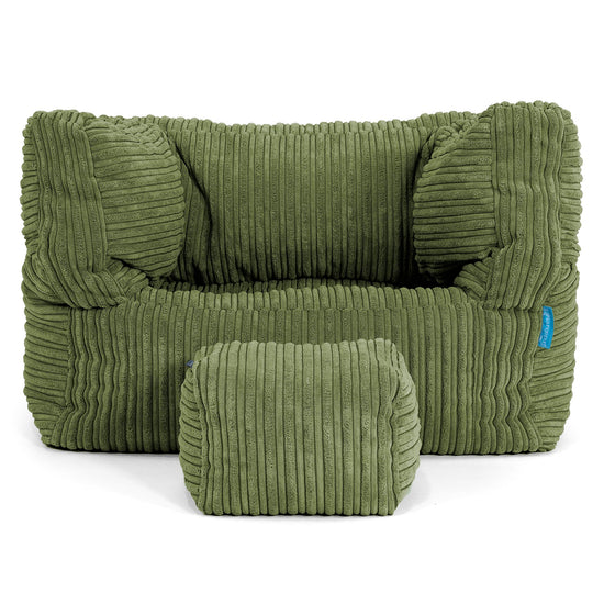 Albert Children's Bean Bag Armchair for Toddlers 1-3 yr - Cord Forest Green 03