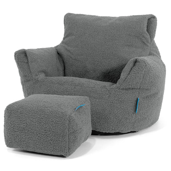 Kids Armchair Bean Bag for Toddlers 1-3 yr - Boucle Grey 02