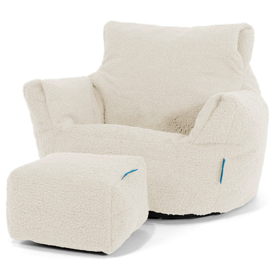 Kids Armchair Bean Bag for Toddlers 1-3 yr - Boucle Ivory 02