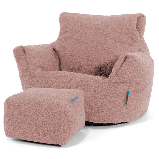 Kids Armchair Bean Bag for Toddlers 1-3 yr - Boucle Pink 02