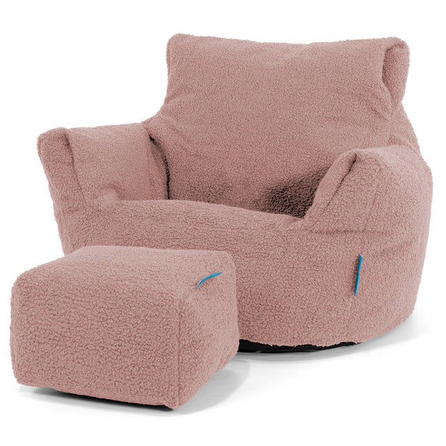 Kids Armchair Bean Bag for Toddlers 1-3 yr - Boucle Pink 02