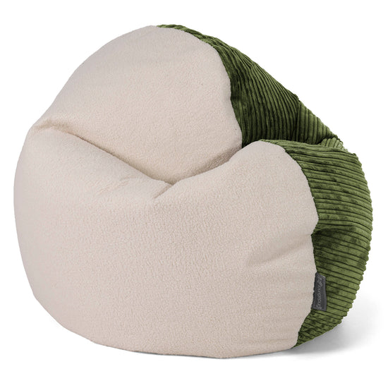 Flexforma Adult Bean Bag Chair - Boucle & Cord Forest Green 01