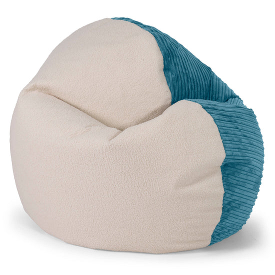 Flexforma Kids Bean Bag Chair for Toddlers 1-3 yr - Boucle & Cord Aegean Blue 01