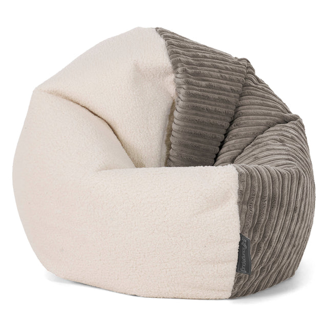 Flexforma Kids Bean Bag Chair for Toddlers 1-3 yr - Boucle & Cord Graphite Grey 01