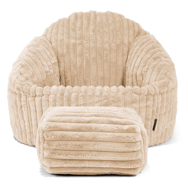 Bubble Bean Bag Chair - Ultra Plush Cord Cream 02