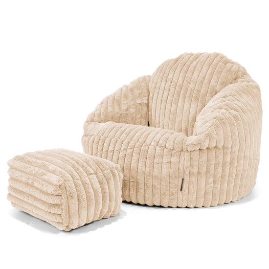 Bubble Bean Bag Chair - Ultra Plush Cord Cream 03