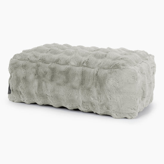 Large Footstool - Bubble Faux Fur Sage Green 01