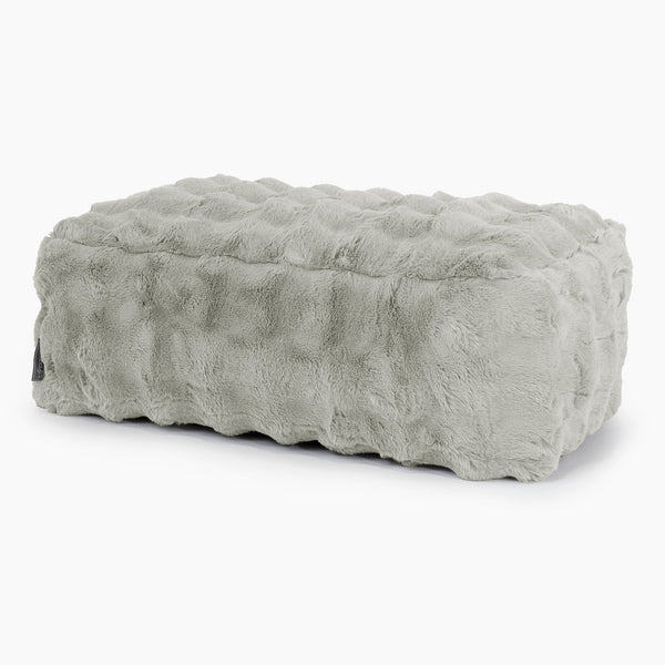 Large Footstool - Bubble Faux Fur Sage Green 01