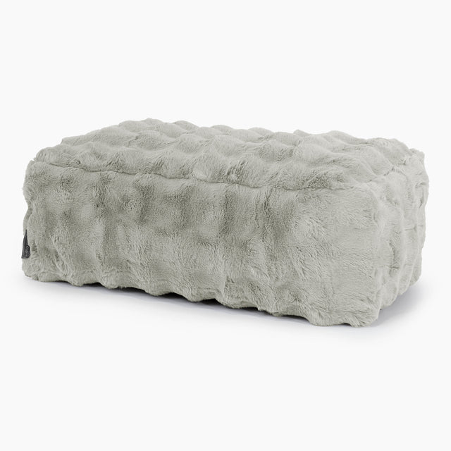 Large Footstool - Bubble Faux Fur Sage Green 01