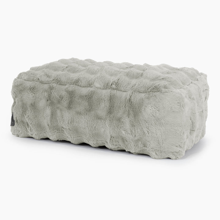 Large Footstool - Bubble Faux Fur Sage Green 01