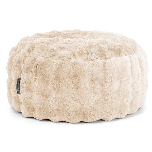 Large Round Pouffe - Bubble Faux Fur Cream 01