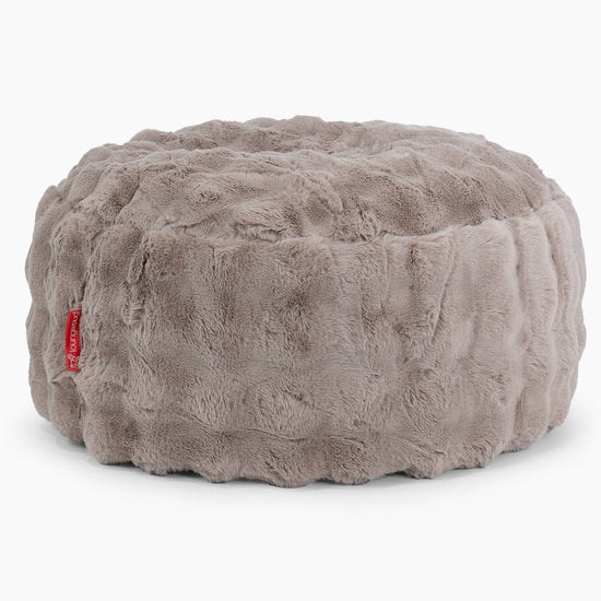 Large Round Pouffe - Bubble Faux Fur Mink 01