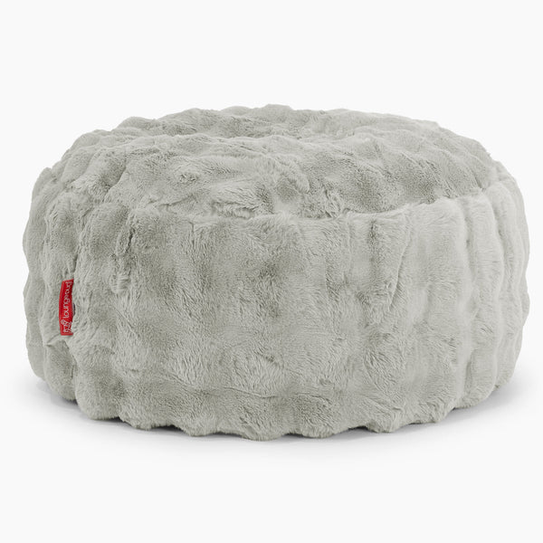 Large Round Pouffe - Bubble Faux Fur Sage Green 01