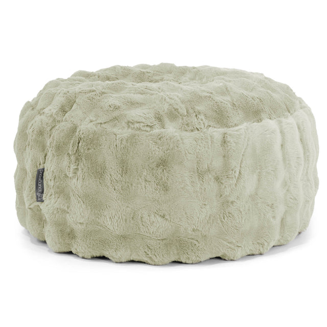Large Round Pouffe - Bubble Faux Fur Sage Green 01
