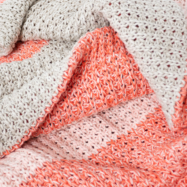 Throw / Blanket - Knitted Chester Pink Fabric Close-up Image
