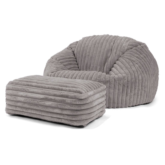 Classic Sofa Bean Bag - Ultra Plush Cord Grey 02