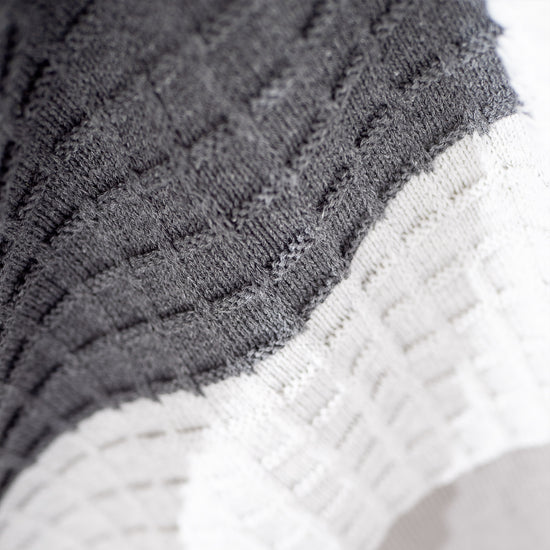 Throw / Blanket - Knitted Colourblock Grey 04