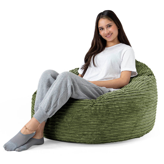Archi Bean Bag Chair - Cord Forest Green 02
