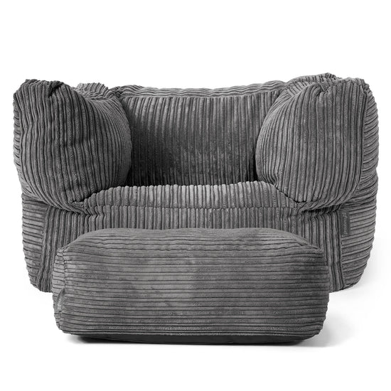 Albert Bean Bag Armchair - Cord Slate Grey 02