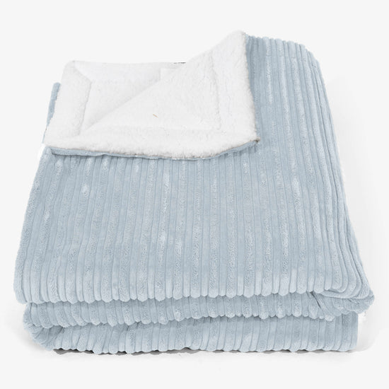 Large Sherpa Throw / Blanket 140 x 200cm - Cord Baby Blue 01