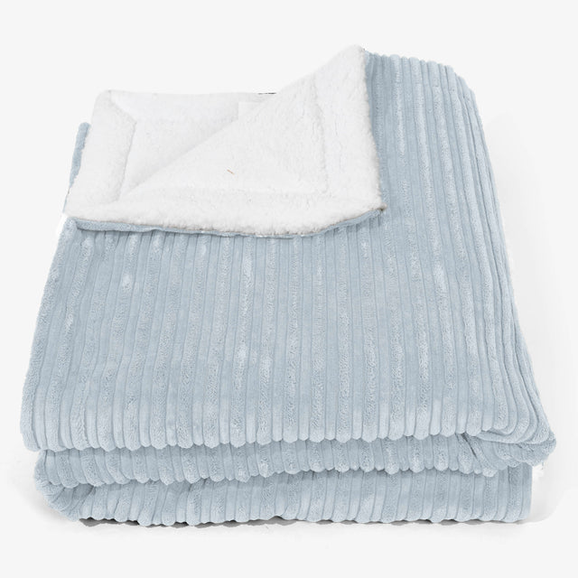 Large Sherpa Throw / Blanket 140 x 200cm - Cord Baby Blue 01