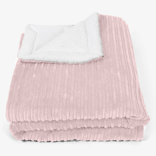 Large Sherpa Throw / Blanket 140 x 200cm - Cord Blush Pink 01
