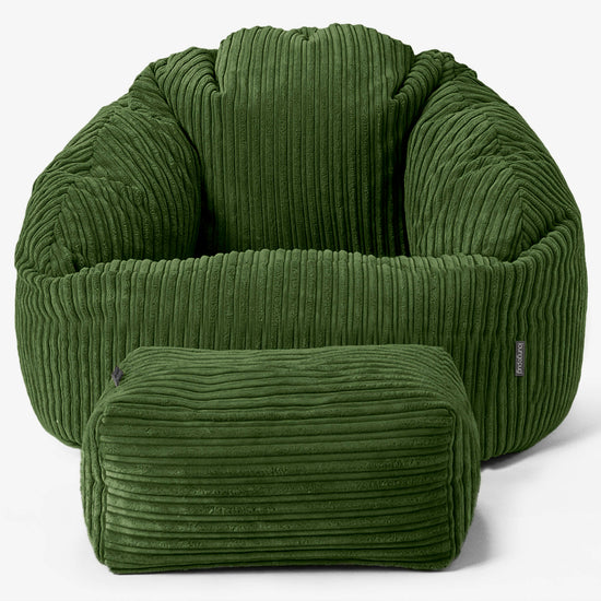 Bubble Bean Bag Chair - Cord Forest Green 02