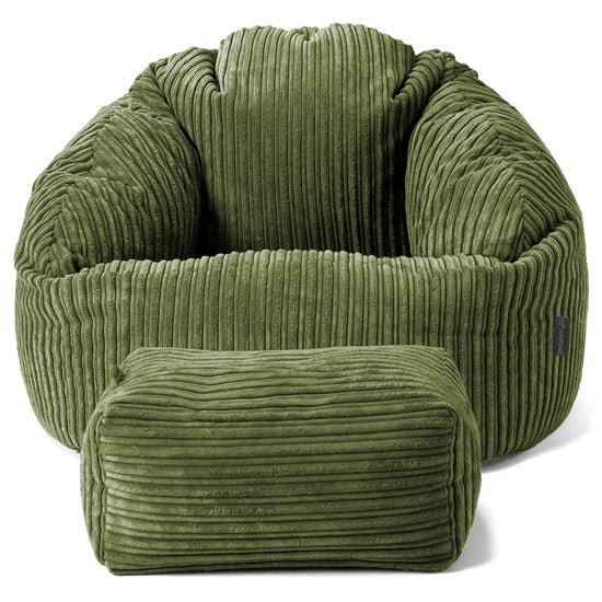 Bubble Bean Bag Chair - Cord Forest Green 02