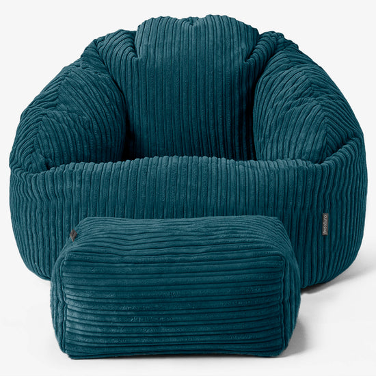 Bubble Bean Bag Chair - Cord Teal Blue 02