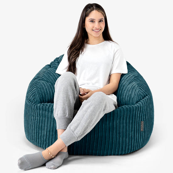 Bubble Bean Bag Chair - Cord Teal Blue 03