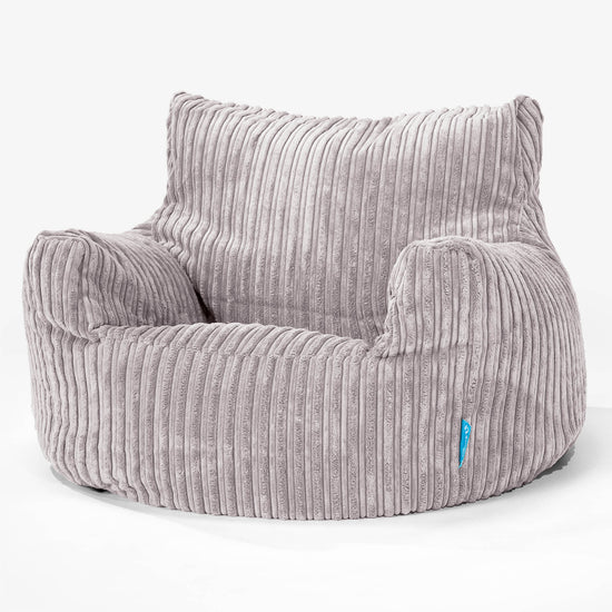 Children's Armchair Bean Bag 3-8 yr - Cord Silver Grey 01