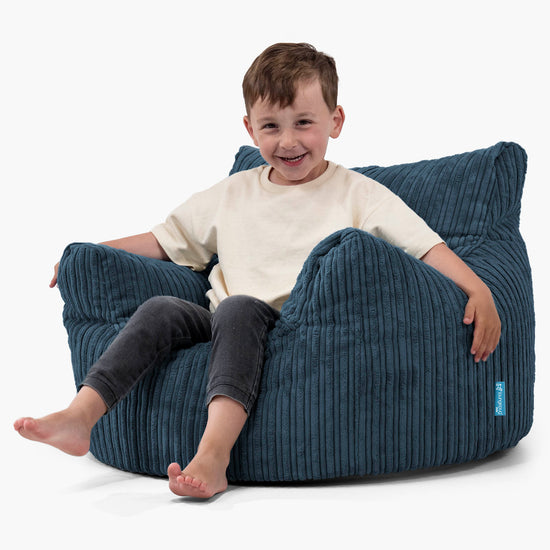 Children's Armchair 3-8 Bean Bag - Cord Navy Blue 02