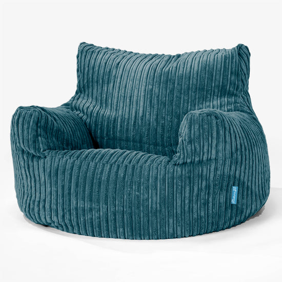 Children's Armchair 3-8 Bean Bag - Cord Teal Blue 01