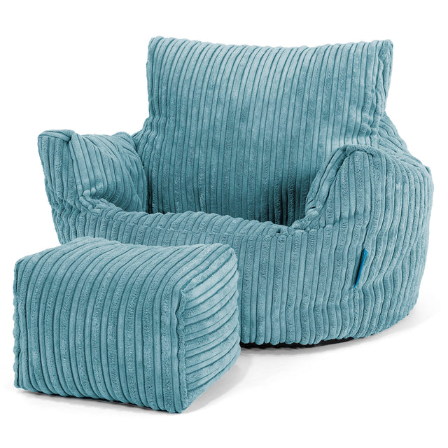 Kids Armchair Bean Bag for Toddlers 1-3 yr - Cord Aegean Blue 02