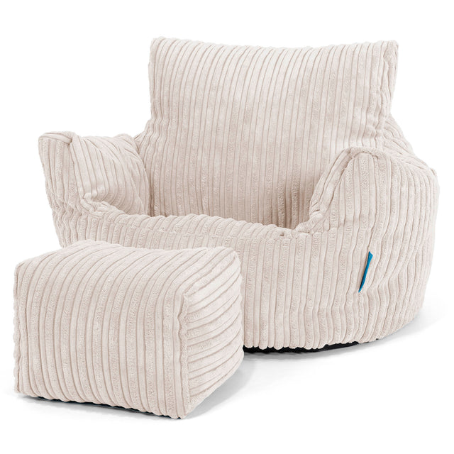 Kids Armchair Bean Bag for Toddlers 1-3 yr - Cord Ivory 02