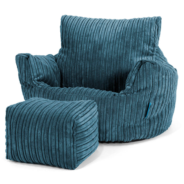 Kids Armchair Bean Bag for Toddlers 1-3 yr - Cord Navy Blue 02