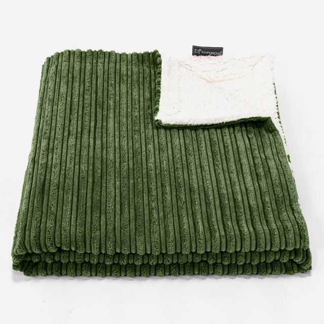Sherpa Throw / Blanket - Cord Forest Green 02