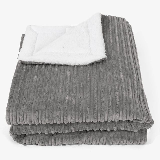 Large Sherpa Throw / Blanket 140 x 200cm - Cord Graphite Grey 01
