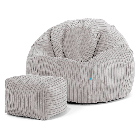 Classic Kids Bean Bag Chair 1-5 yr - Cord Aluminium Silver 02