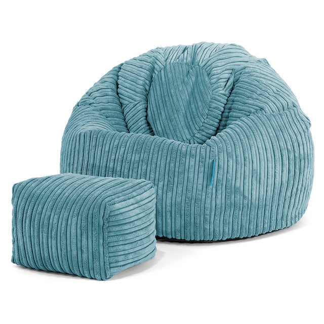 Classic Kids Bean Bag Chair 1-5 yr - Cord Aegean Blue 02