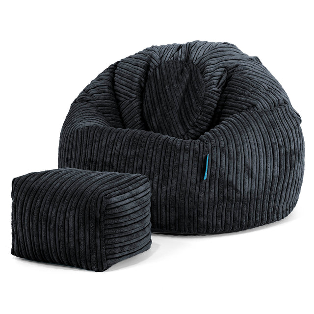 Classic Kids Bean Bag Chair 1-5 yr - Cord Black 02