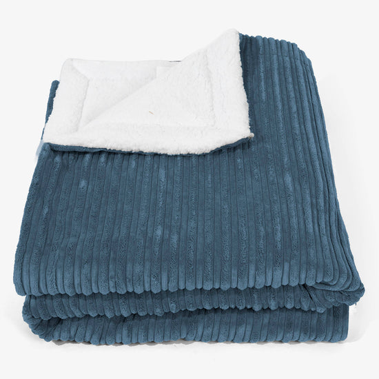 Large Sherpa Throw / Blanket 140 x 200cm - Cord Navy Blue 01