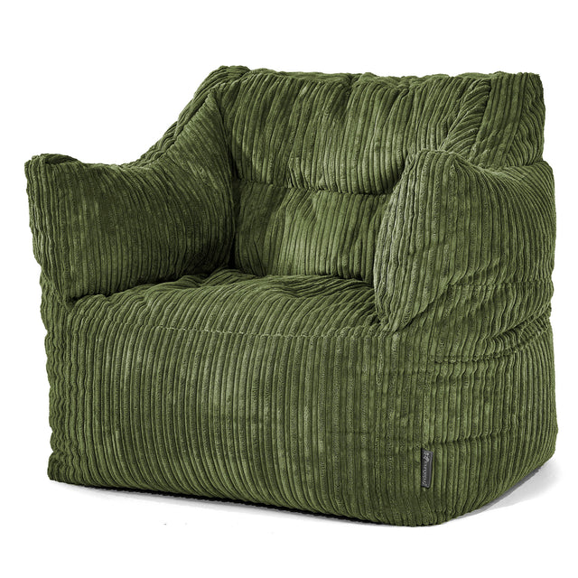 Victor Bean Bag Armchair - Cord Forest Green 01