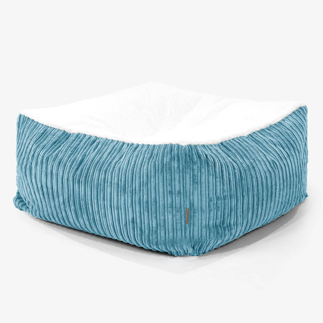 The Crash Pad Mattress Large Dog Bed - Sherpa & Cord Aegean Blue 01