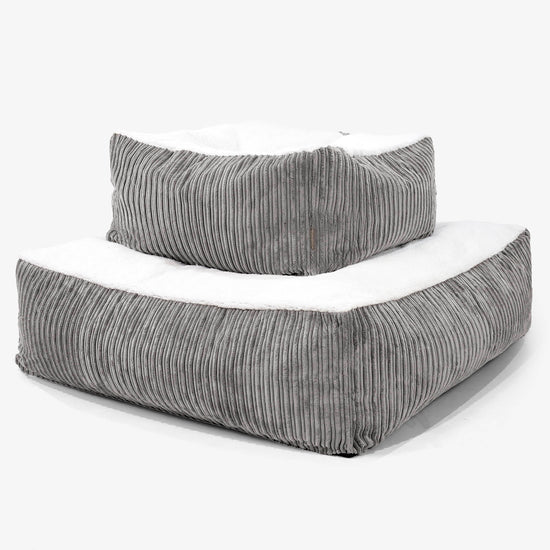 The Crash Pad Mattress Large Dog Bed - Sherpa & Cord Graphite Grey 03