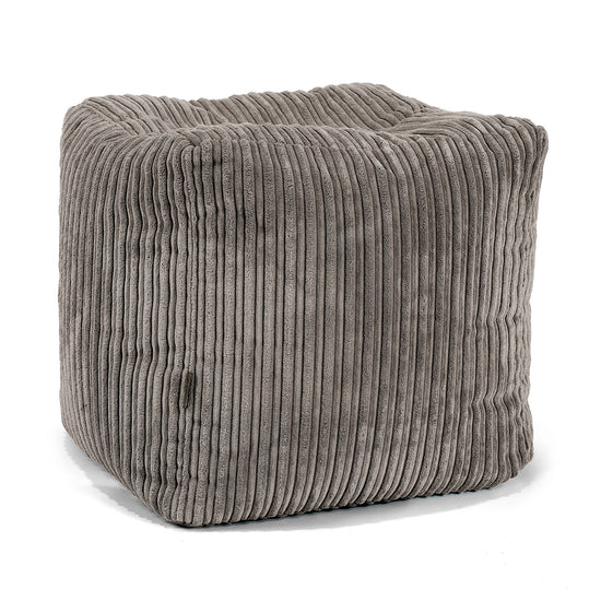 Cube Footstool Pouffe - Cord Graphite Grey 01