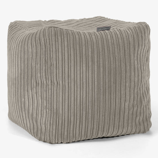Cube Footstool Pouffe - Cord Mink 01