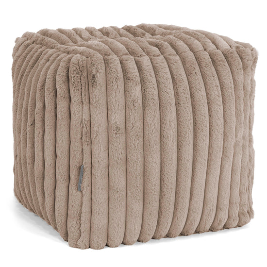 Cube Footstool Pouffe - Ultra Plush Cord Minky 01