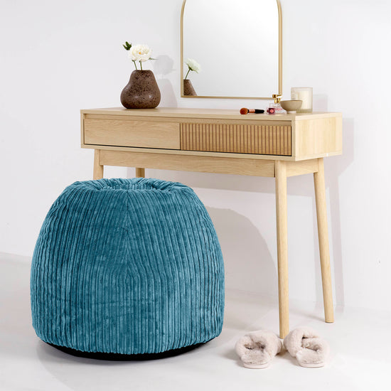Dressing Table Pouf Stool - Cord Aegean Blue 02